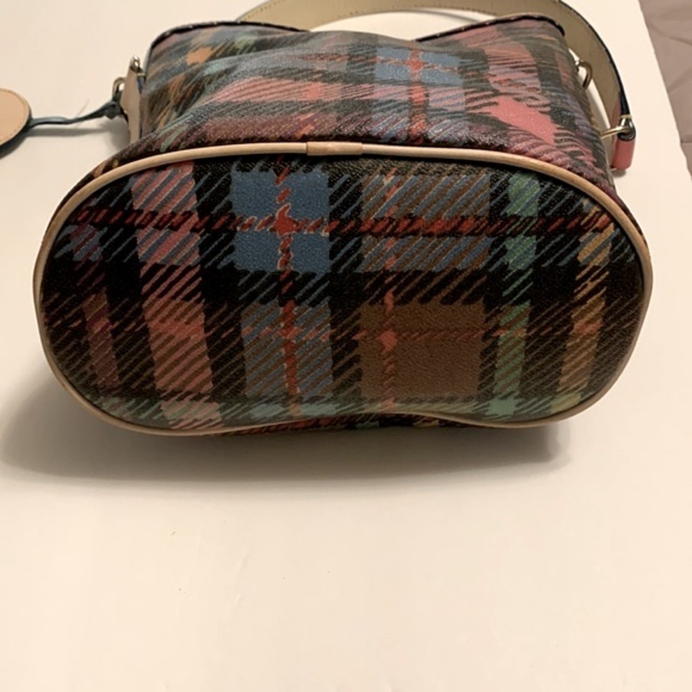Dooney & Bourke Plaid Shoulder Bucket Chain Handbag - Picture 11 of 12